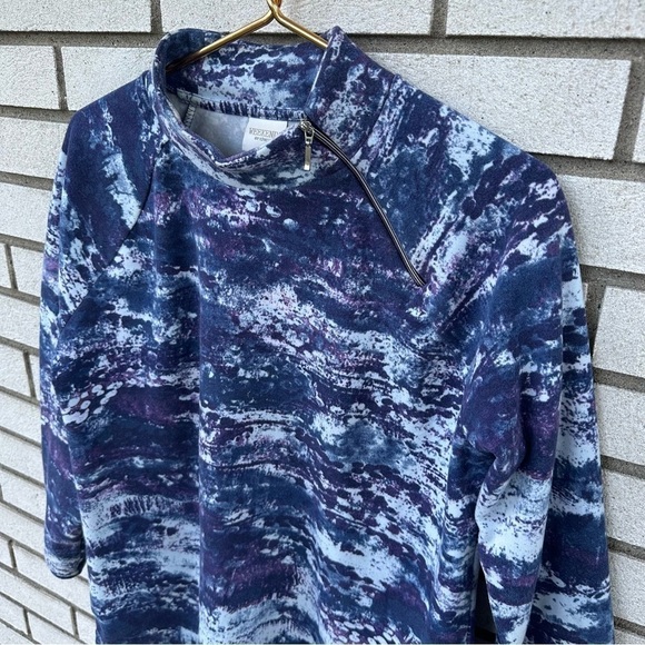 Chico’s Weekends CoziSoft Ocean Tides Zipper-Mock Tunic Blue Purple - Picture 3 of 12